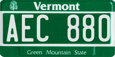 VT license plate AEC880