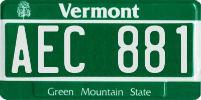 VT license plate AEC881