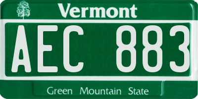 VT license plate AEC883