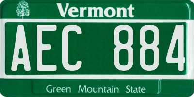 VT license plate AEC884