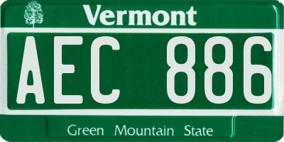 VT license plate AEC886
