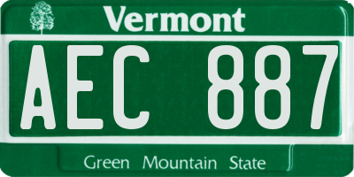 VT license plate AEC887