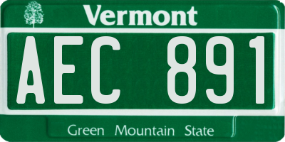 VT license plate AEC891