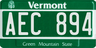 VT license plate AEC894