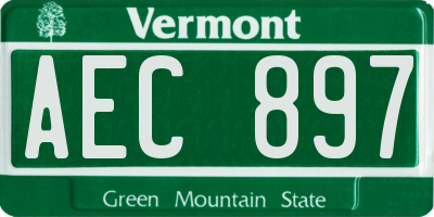 VT license plate AEC897
