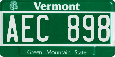 VT license plate AEC898