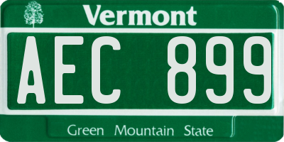 VT license plate AEC899