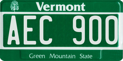 VT license plate AEC900