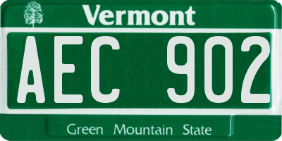 VT license plate AEC902