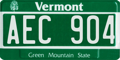 VT license plate AEC904