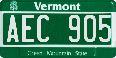 VT license plate AEC905