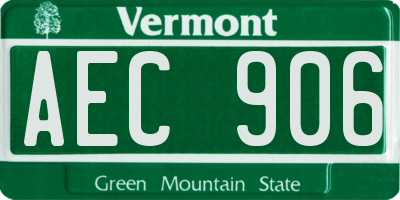 VT license plate AEC906