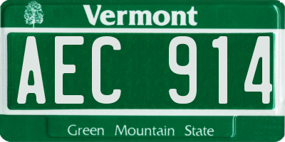 VT license plate AEC914