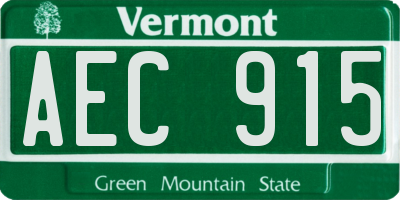 VT license plate AEC915