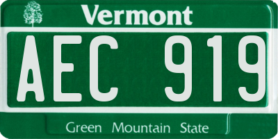 VT license plate AEC919