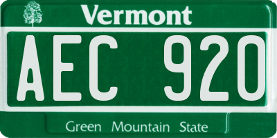 VT license plate AEC920