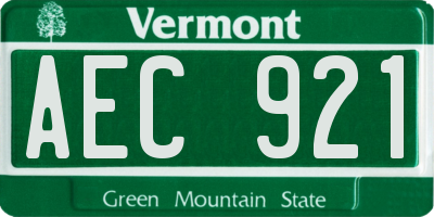 VT license plate AEC921