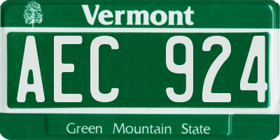 VT license plate AEC924