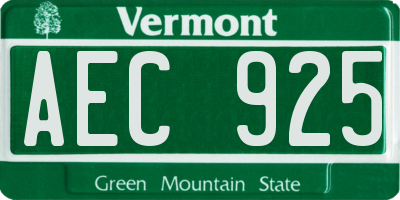 VT license plate AEC925