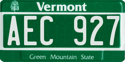 VT license plate AEC927