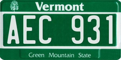 VT license plate AEC931