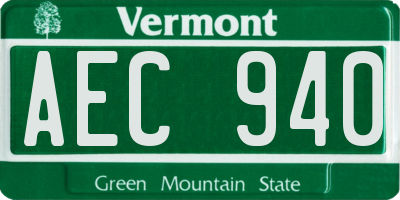 VT license plate AEC940