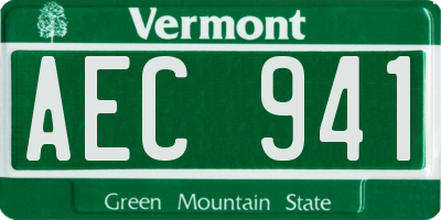 VT license plate AEC941