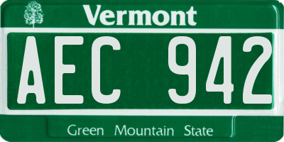 VT license plate AEC942