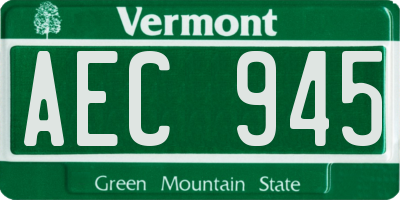VT license plate AEC945