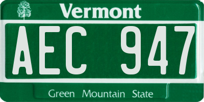 VT license plate AEC947