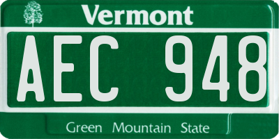 VT license plate AEC948