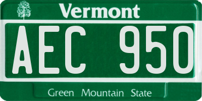 VT license plate AEC950