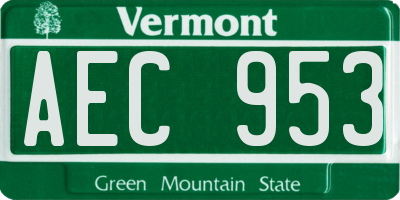 VT license plate AEC953