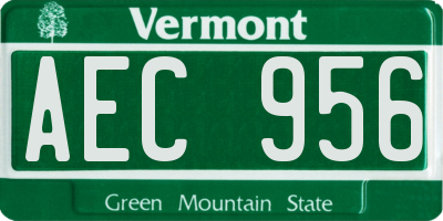 VT license plate AEC956