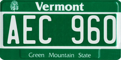 VT license plate AEC960