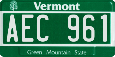 VT license plate AEC961