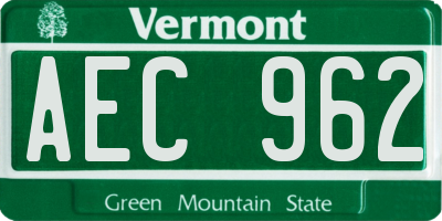 VT license plate AEC962
