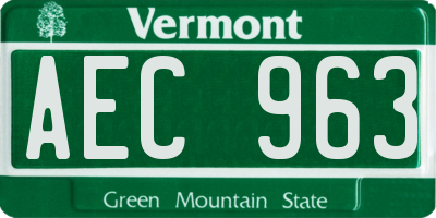 VT license plate AEC963
