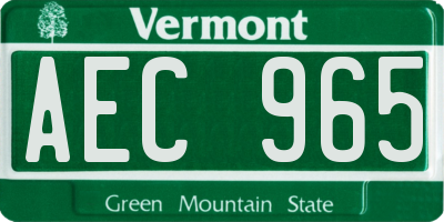 VT license plate AEC965