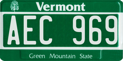 VT license plate AEC969