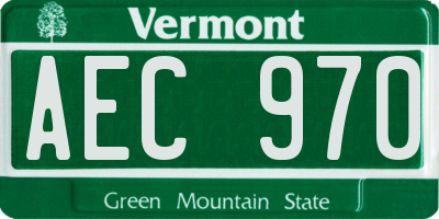 VT license plate AEC970