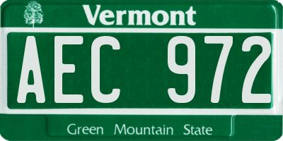VT license plate AEC972