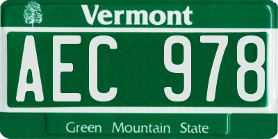 VT license plate AEC978