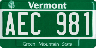 VT license plate AEC981