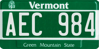 VT license plate AEC984