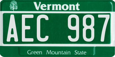 VT license plate AEC987