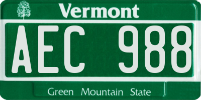 VT license plate AEC988