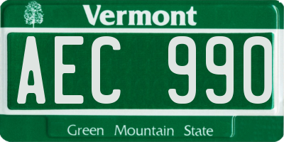 VT license plate AEC990