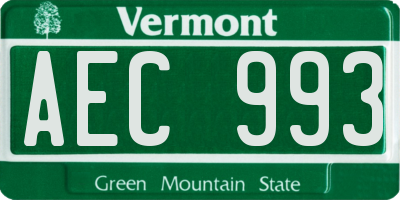 VT license plate AEC993