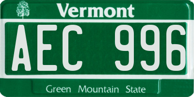 VT license plate AEC996